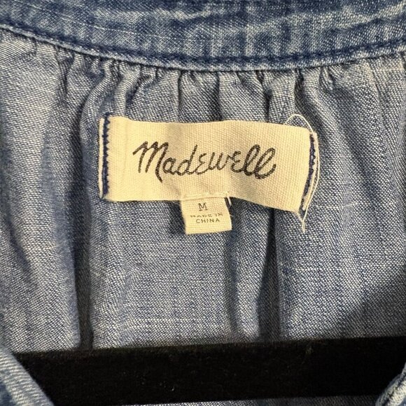 Madewell Classic Chambray Denim Button Down Tie-Sleeve Shirt Women's Size Med - Picture 7 of 8